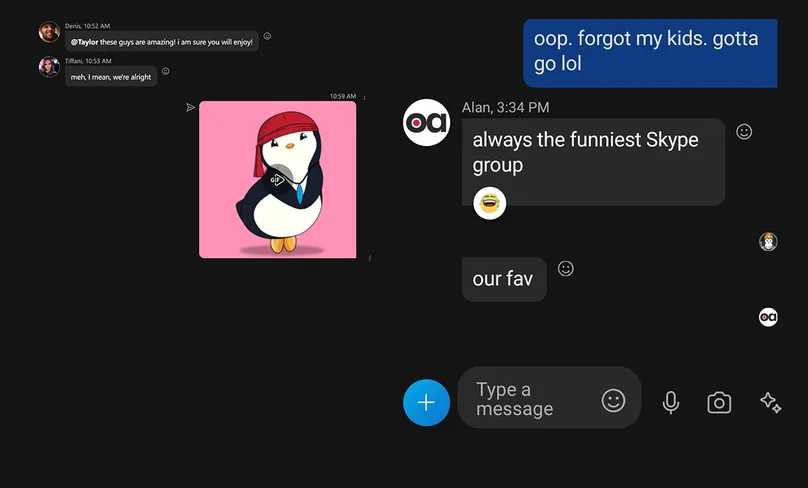A chat message about The Lead Penguin
